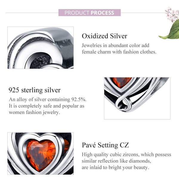 925 Sterling Silver Diy Heart Beads For Bracelets & Necklaces Charms & Pendants