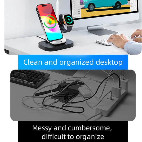 4 In 1 Foldable Wireless Charger Stand Chargers & Cradles