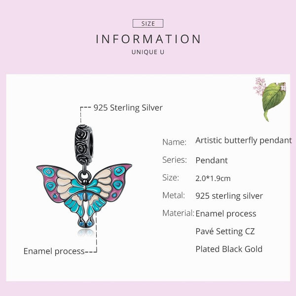 925 Sterling Silver Artistic Butterfly Pendant For Diy Bracelets & Necklaces Charms & Pendants