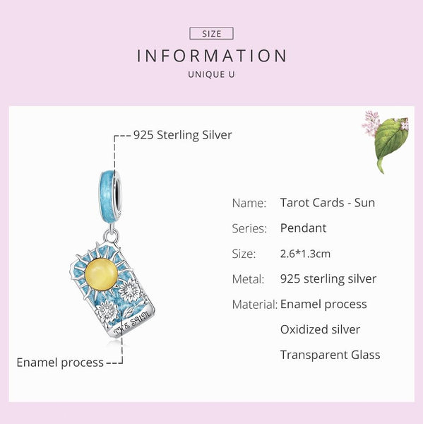 Veile Studios 925 Sterling Silver Sun Tarot Pendant For Diy Bracelets & Necklaces Necklaces & Pendants