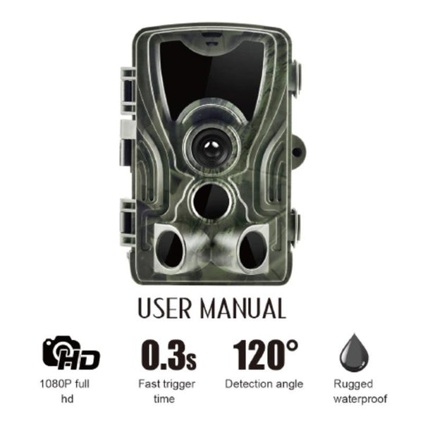 Waterproof Trail Camera With Night Vision 8Mp 120 Degree Wide Angle 110 Pir Sensor Digital Cameras