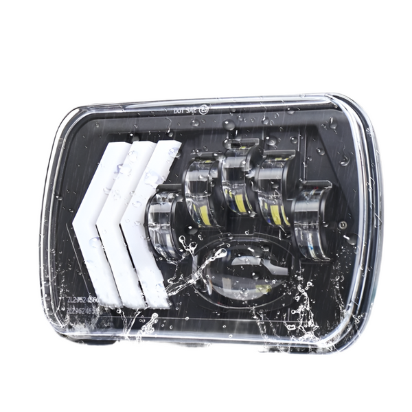 2 Pcs 5X7 Inch Car Modified Red Background Led Square Headlamp For Jeep Wrangler Tail Lights