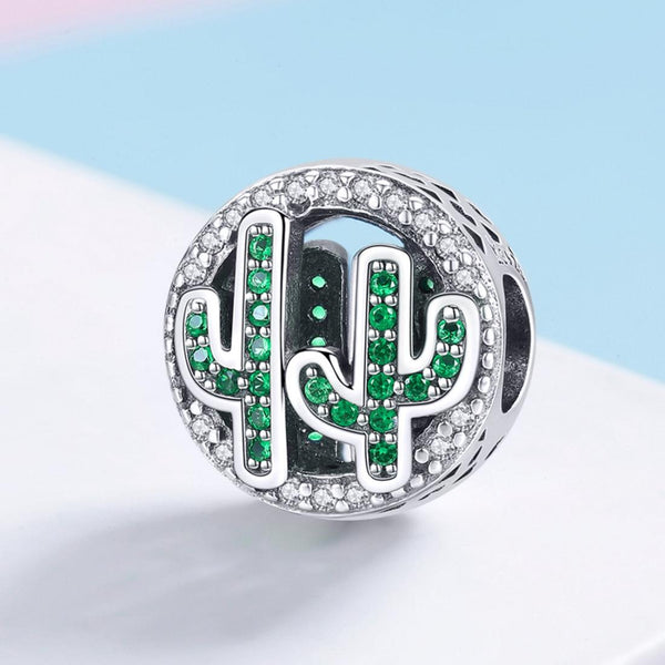 925 Sterling Silver Vigor Cactus Bead Pendant Charms & Pendants