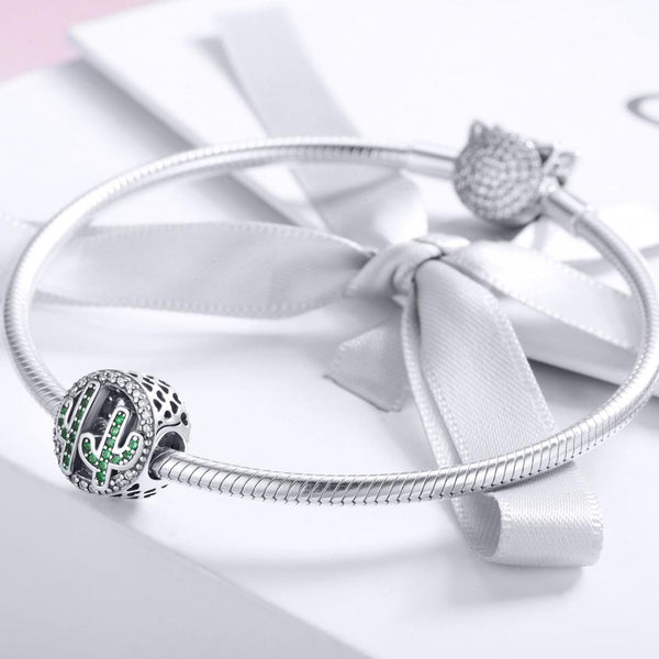 925 Sterling Silver Vigor Cactus Bead Pendant Charms & Pendants