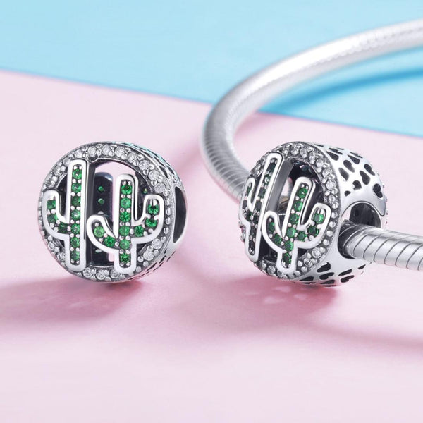 925 Sterling Silver Vigor Cactus Bead Pendant Charms & Pendants