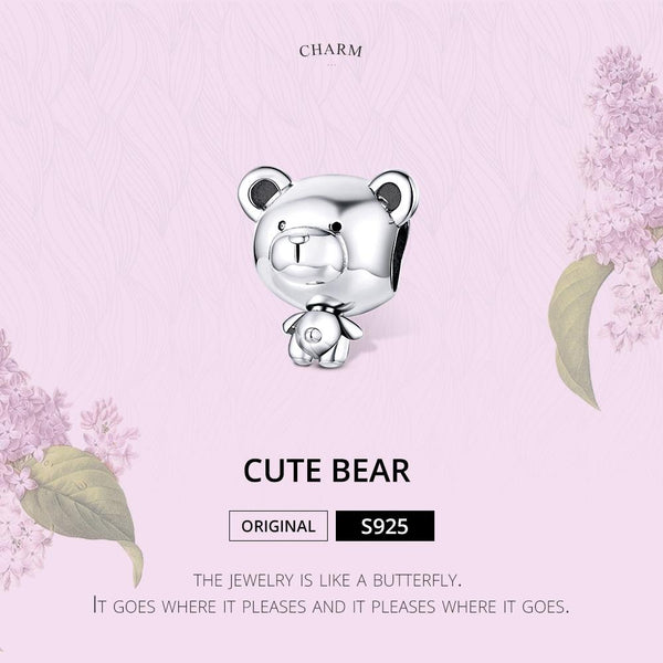 925 Sterling Silver Bear Bead Bracelet Accessories Charms & Pendants