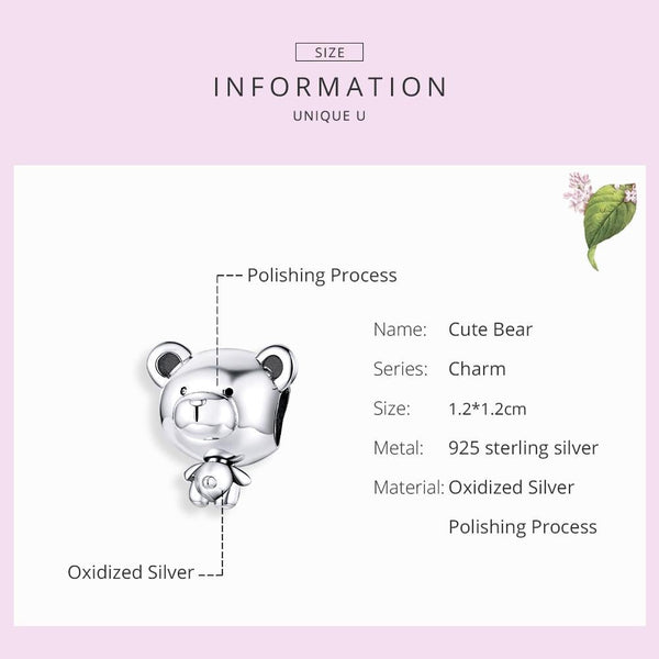 925 Sterling Silver Bear Bead Bracelet Accessories Charms & Pendants