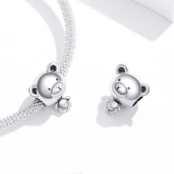 925 Sterling Silver Bear Bead Bracelet Accessories Charms & Pendants