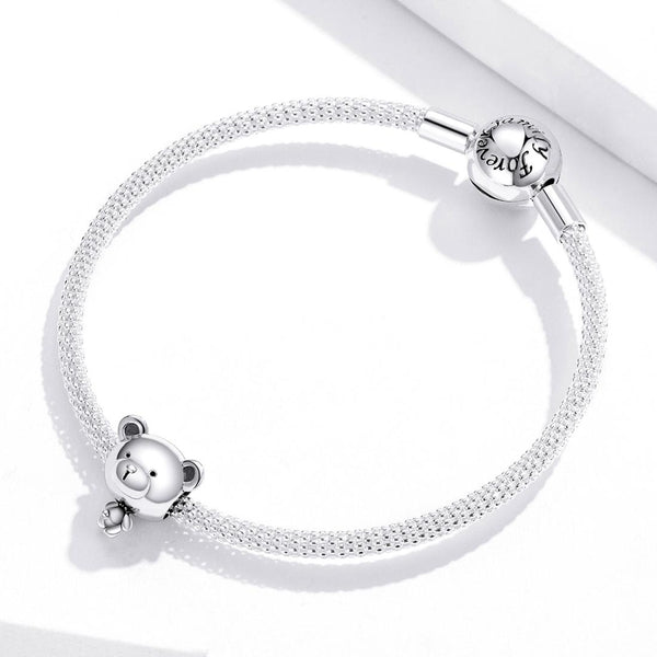 925 Sterling Silver Bear Bead Bracelet Accessories Charms & Pendants