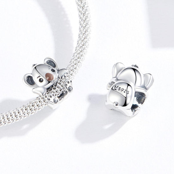 925 Sterling Silver Adorable Koala Animal Charm For Diy Bracelets Charms & Pendants
