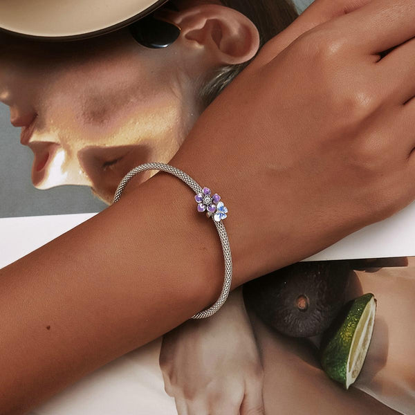 925 Sterling Silver Butterfly Flower Beads For Diy Bracelets & Necklaces Charms & Pendants