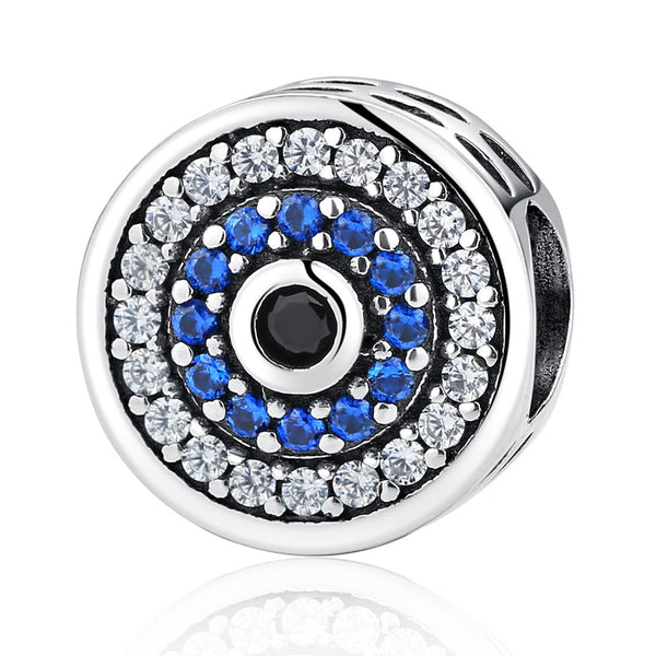 925 Sterling Silver Blue Eye Inlaid Bead Bracelet Bracelets