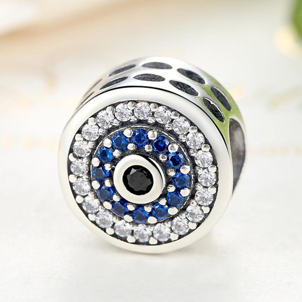 925 Sterling Silver Blue Eye Inlaid Bead Bracelet Bracelets