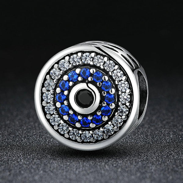 925 Sterling Silver Blue Eye Inlaid Bead Bracelet Bracelets