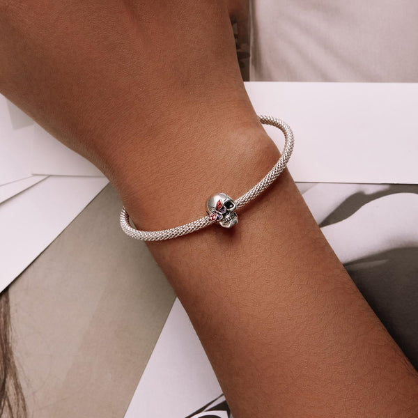 925 Sterling Silver Retro Skull Beads For Diy & Necklaces Bracelets