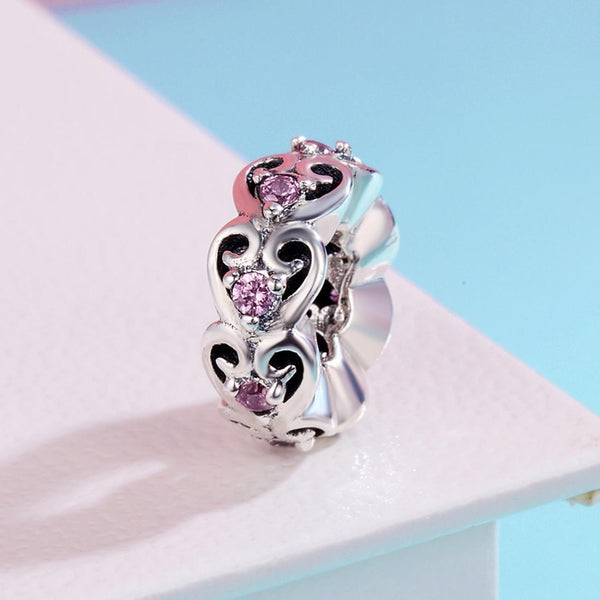 925 Sterling Silver Cat Heart Diamond Bead Bracelet / Necklace Accessory Charms & Pendants