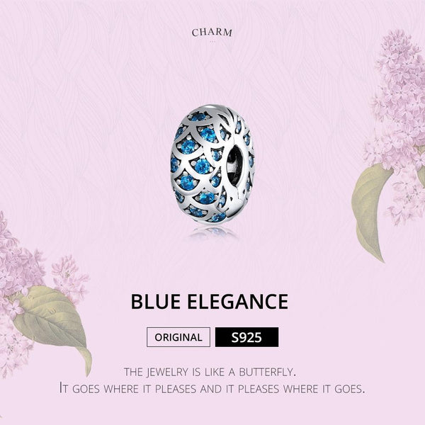 925 Sterling Silver Blue Zircon Bracelet / Necklace Beads Charms & Pendants