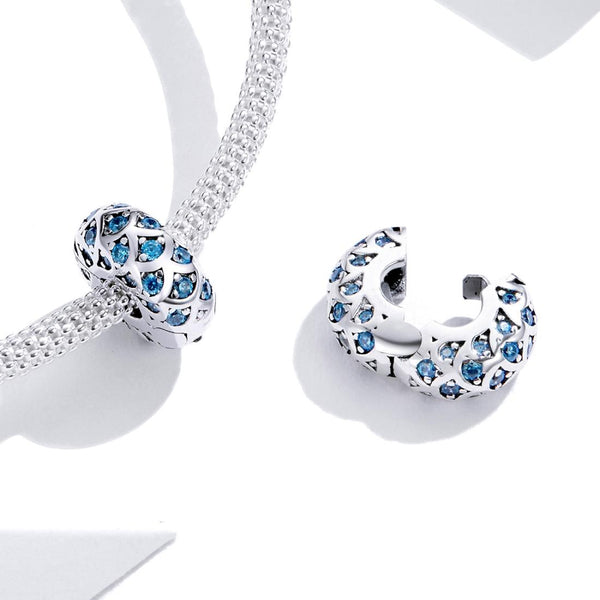925 Sterling Silver Blue Zircon Bracelet / Necklace Beads Charms & Pendants