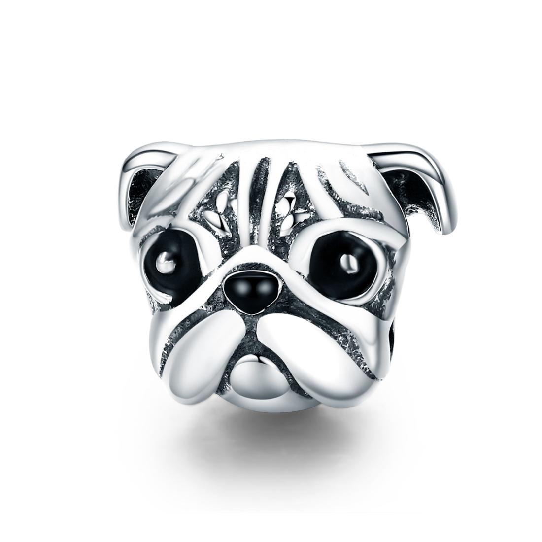 925 Sterling Silver Pug Diamond Bead Bracelet Accessory Charms & Pendants