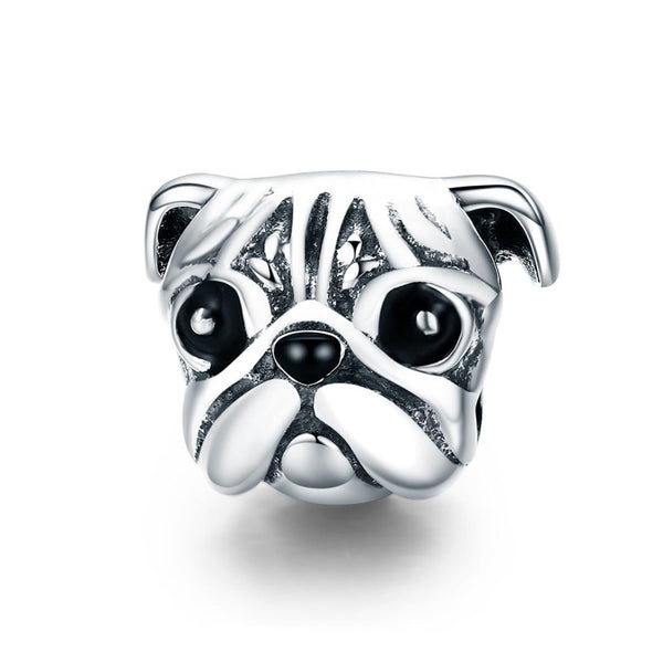 925 Sterling Silver Pug Diamond Bead Bracelet Accessory Charms & Pendants