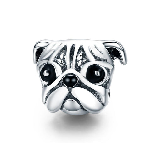 925 Sterling Silver Pug Diamond Bead Bracelet Accessory Charms & Pendants