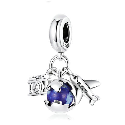 925 Sterling Silver Blue Zircon Aircraft Pendant For Diy & Necklaces Bracelets