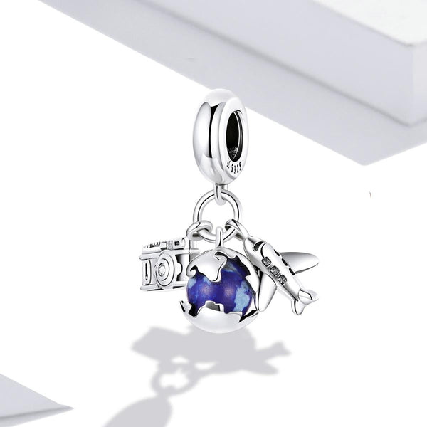 925 Sterling Silver Blue Zircon Aircraft Pendant For Diy & Necklaces Bracelets