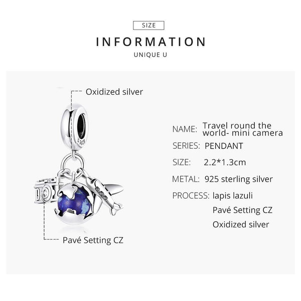 925 Sterling Silver Blue Zircon Aircraft Pendant For Diy & Necklaces Bracelets