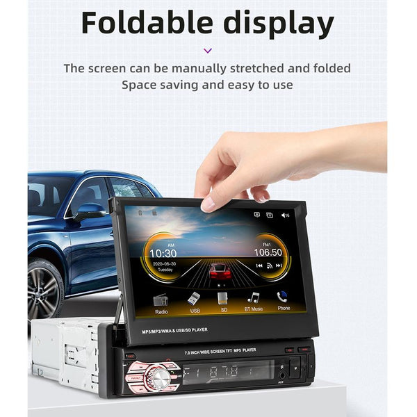 7 Inch Carplay Mp5 Player W / Retractable Screen Fm Bluetooth Tf Card 9601C Other Car Audio