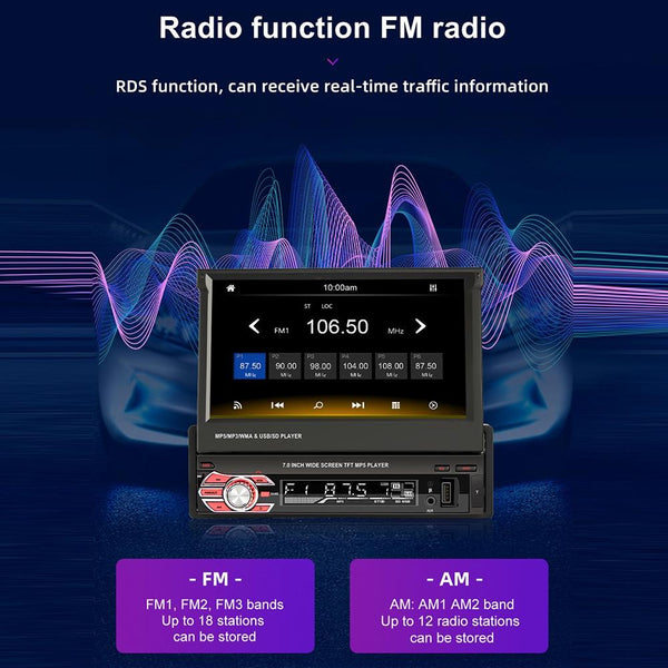 7 Inch Carplay Mp5 Player W / Retractable Screen Fm Bluetooth Tf Card 9601C Other Car Audio