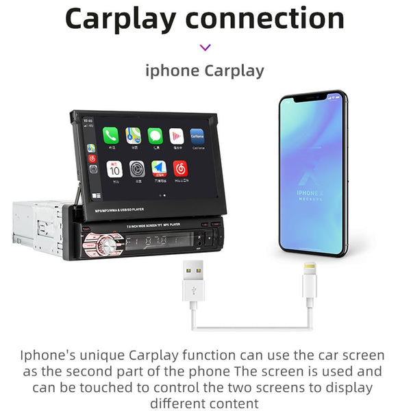 7 Inch Carplay Mp5 Player W / Retractable Screen Fm Bluetooth Tf Card 9601C Other Car Audio