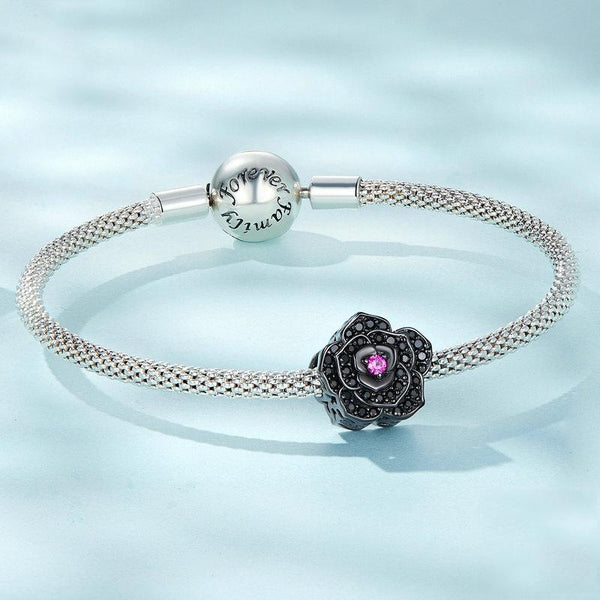 925 Sterling Silver Diy Black Rose Bead Bracelet Charms & Pendants