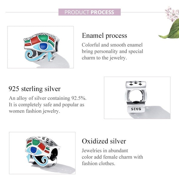 925 Sterling Silver Eye Of Horus Bracelet / Necklace Beads Charms & Pendants