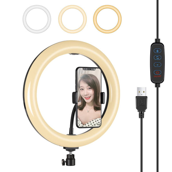 26Cm Dimmable Led Ring Light With Tripod And Phone Clamp Tripods & Monopods