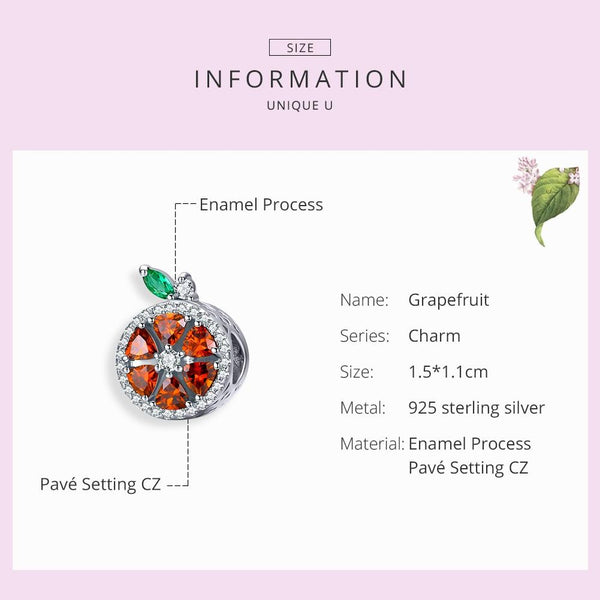 925 Sterling Silver Red Pomelo Bead Bracelet / Necklace Set Charms & Pendants