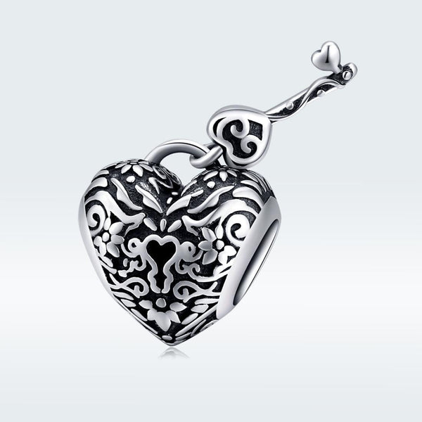 925 Sterling Silver Retro Heart Beaded Bracelet Charms & Pendants