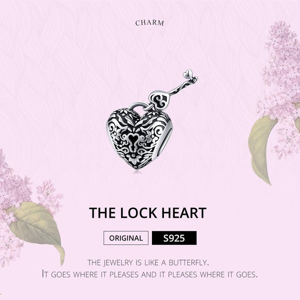 925 Sterling Silver Retro Heart Beaded Bracelet Charms & Pendants