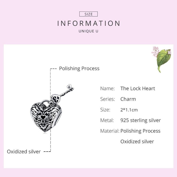 925 Sterling Silver Retro Heart Beaded Bracelet Charms & Pendants