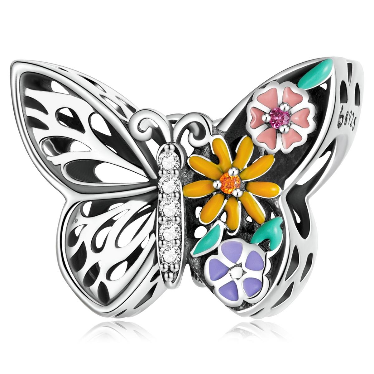 925 Sterling Silver Flower Butterfly Beads For Diy Bracelets & Necklaces Charms & Pendants