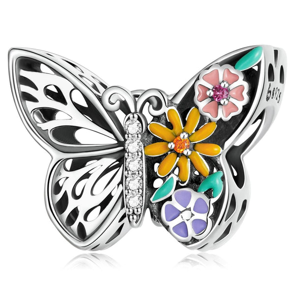 925 Sterling Silver Flower Butterfly Beads For Diy Bracelets & Necklaces Charms & Pendants