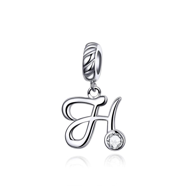 925 Sterling Silver Letter Pendant For Diy Bracelet Or Necklace Style H Charms & Pendants