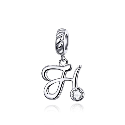 925 Sterling Silver Letter Pendant For Diy Bracelet Or Necklace Style H Charms & Pendants