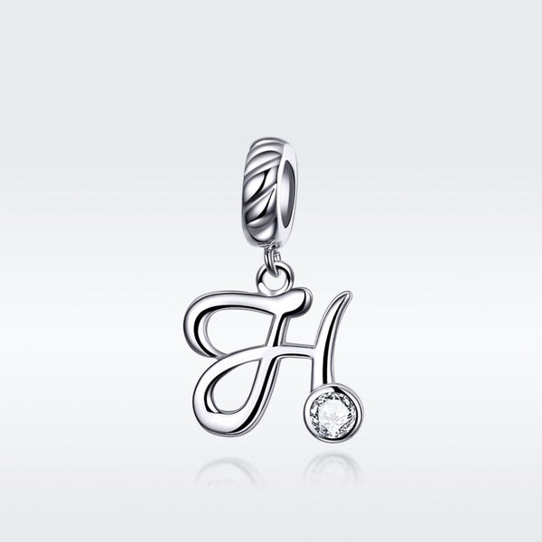 925 Sterling Silver Letter Pendant For Diy Bracelet Or Necklace Style H Charms & Pendants