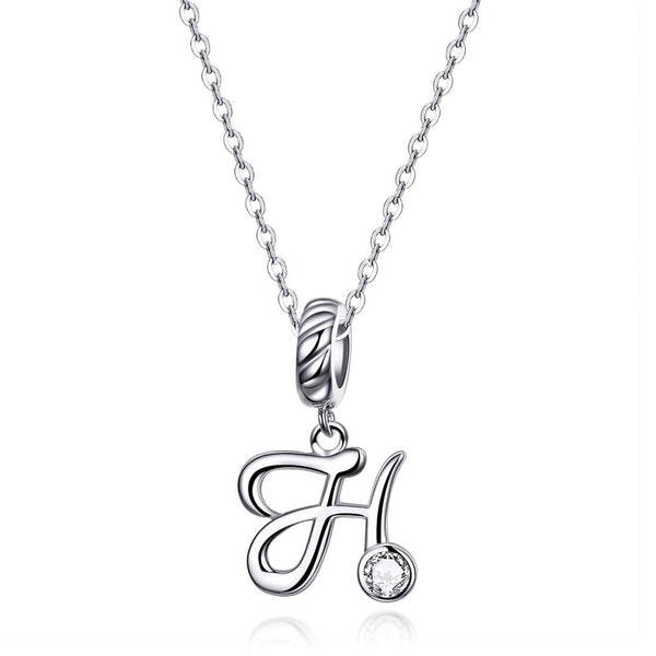 925 Sterling Silver Letter Pendant For Diy Bracelet Or Necklace Style H Charms & Pendants