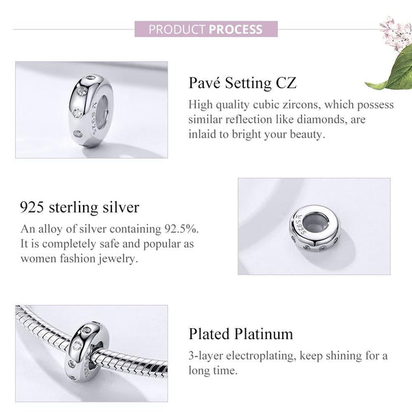 925 Sterling Silver Zircon Beaded Bracelet Accessories Charms & Pendants