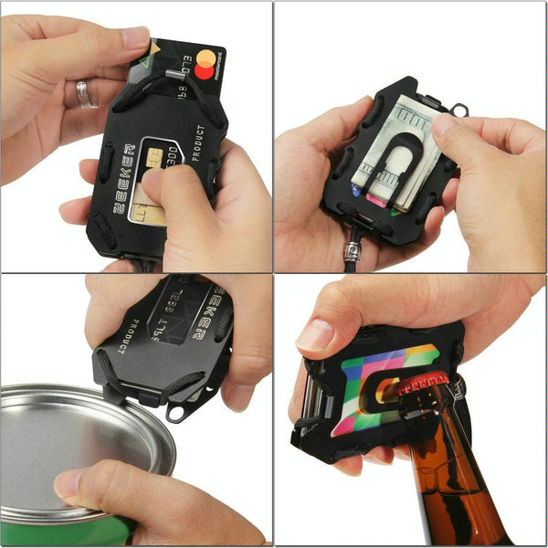 Rfid Metal Card Holder With Bottle Opener Gray Brushed Edc Wallet Wallets