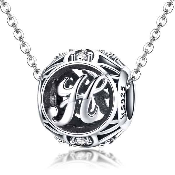 925 Sterling Silver 26 English Letter Beads For Diy Bracelets & Necklaces Style H Charms & Pendants
