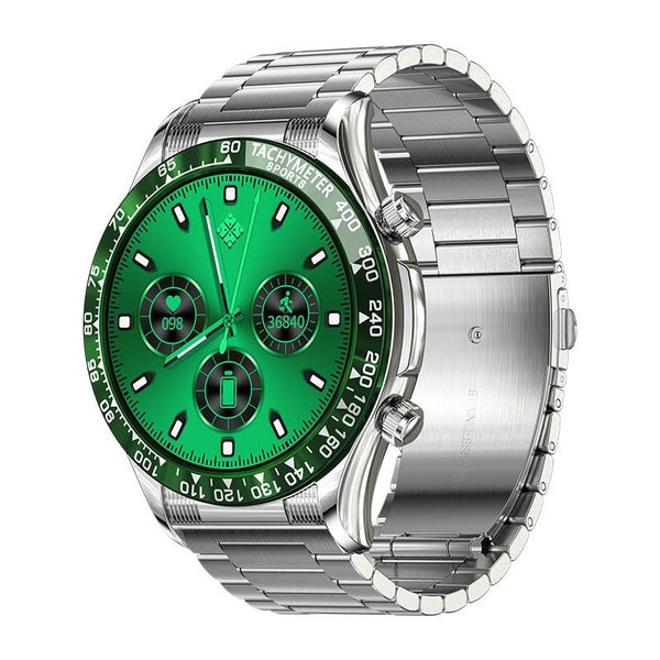 Parallel Deals Smart Bluetooth Calling Watch With Nfc Function Green Silver Steel Smart Watches