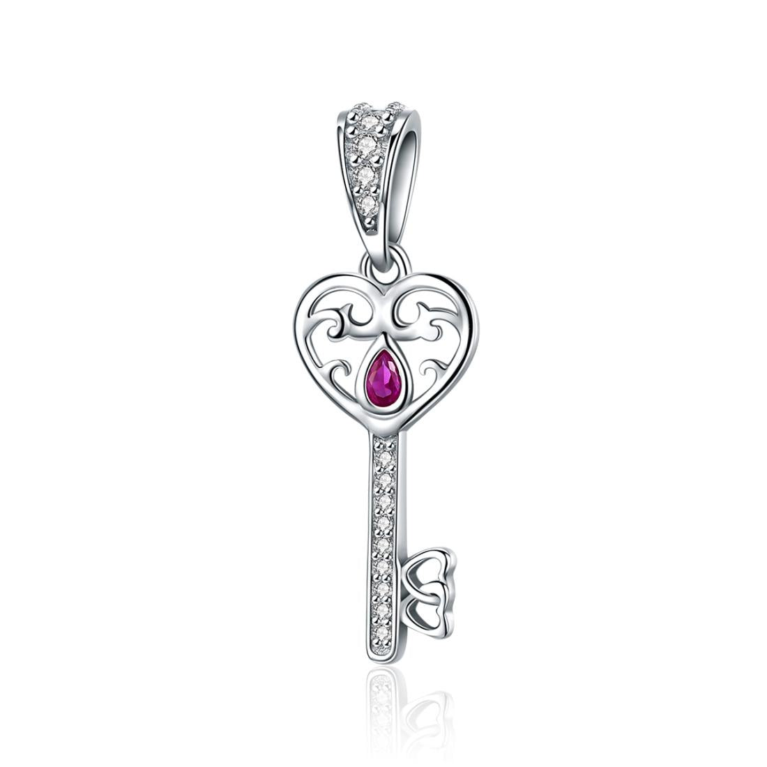 925 Sterling Silver Key Pendant For Happiness Charm Charms & Pendants