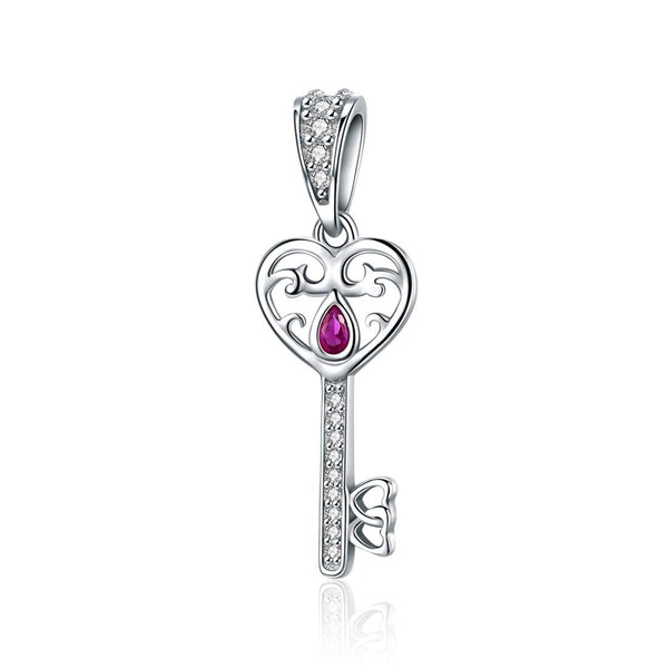 925 Sterling Silver Key Pendant For Happiness Charm Charms & Pendants